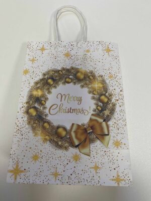 Bielo-zlatá taška merry xmas veniec