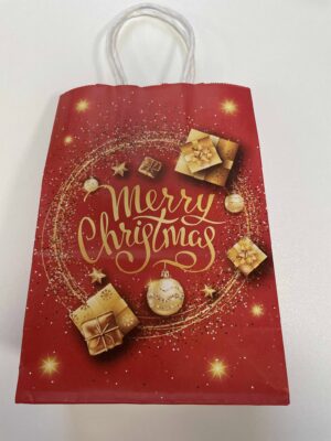 Červeno-zlatá taška merry xmas balíčky