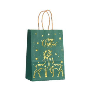 Vianočná darčeková taška Merry christmas s tianDe logom (sob zelený) 21x8x5 cm