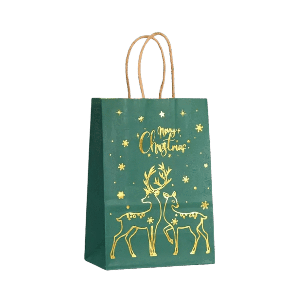 Vianočná darčeková taška Merry christmas s tianDe logom (sob zelený) 21x8x5 cm
